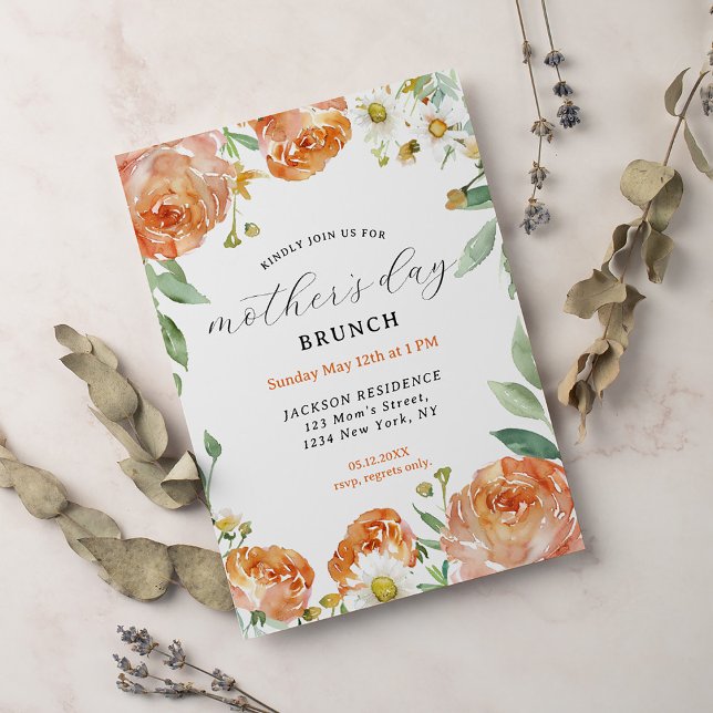 Elegant Peach Floral Mother's Day Brunch  Invitation (Creator Uploaded)