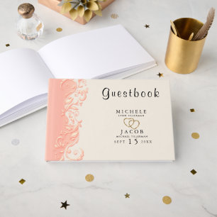 Elegant Peach Floral Swirl Guest Book