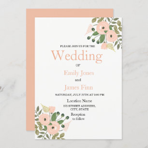 Elegant Peach Floral Wedding Invitation set