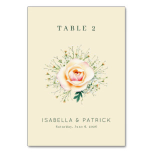Elegant Peach Floral Wreath Table Number