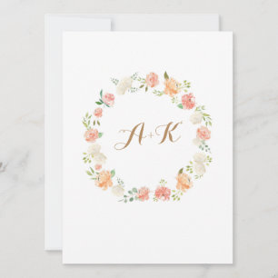 Elegant peach flower watercolor wedding invitation