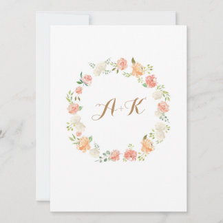 Elegant peach flower watercolor wedding invitation