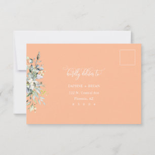 Elegant Peach Green Leaves Response Address Backer