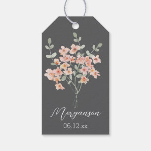 Elegant Peach &Green Watercolor Floral Gift Tags