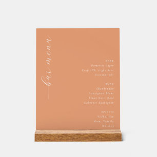 Elegant Peach Minimalist Beverage Acrylic Sign