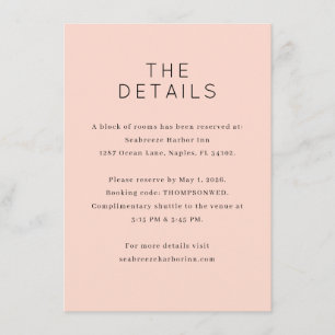 Elegant Peach Minimalist Details Enclosure Card