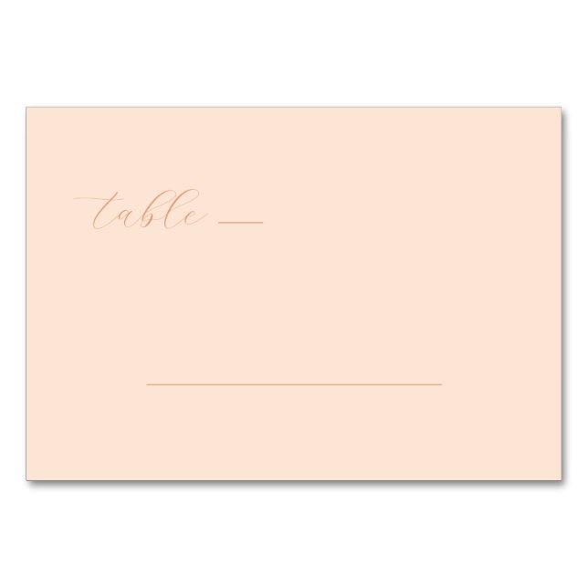 Elegant Peach Minimalist Line Table Number (Front)