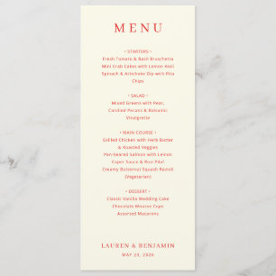 Elegant Peach Minimalist Menu