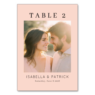Elegant Peach Minimalist Photo Table Number