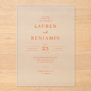 Elegant Peach Minimalist Wedding Invitation