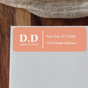 Elegant Peach Monogram Initials Return Address Label