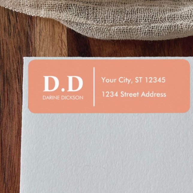 Elegant Peach Monogram Initials Return Address Label (Creator Uploaded)