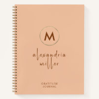 Elegant Peach Monogrammed Gratitude Journal