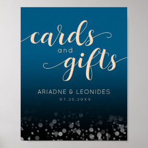 Elegant Peach Mykonos Blue Wedding Cards Gifts Poster