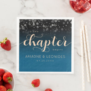 Elegant Peach Oceanic Blue Wedding A New Chapter Napkin