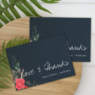 Elegant Peach Orange Floral Love & Thanks Wedding  Thank You Card