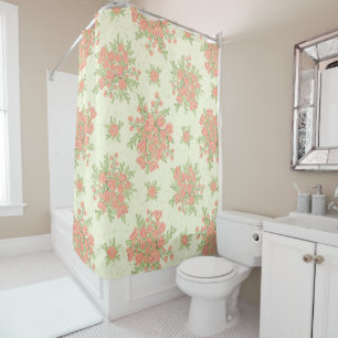 Elegant Peach Orange Floral Shower Curtain