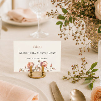 Elegant Peach Peony Modern Wedding Meal Choice Table Number