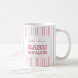 Elegant Peach Pink Striped Pattern Baby Shower Coffee Mug
