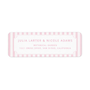 Elegant Peach Pink Striped Pattern Baby Shower Return Address Label