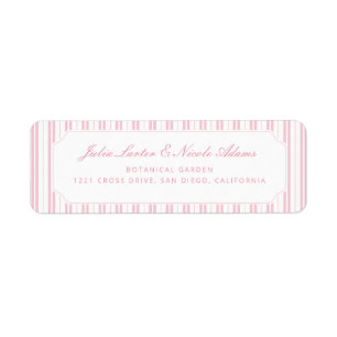Elegant Peach Pink Striped Pattern Baby Shower Return Address Label