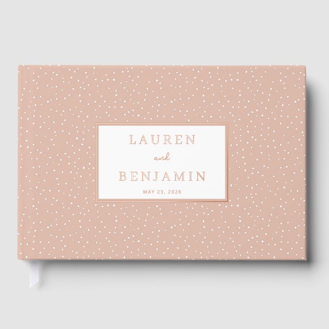 Elegant Peach Polka Dots Guest Book (Front)