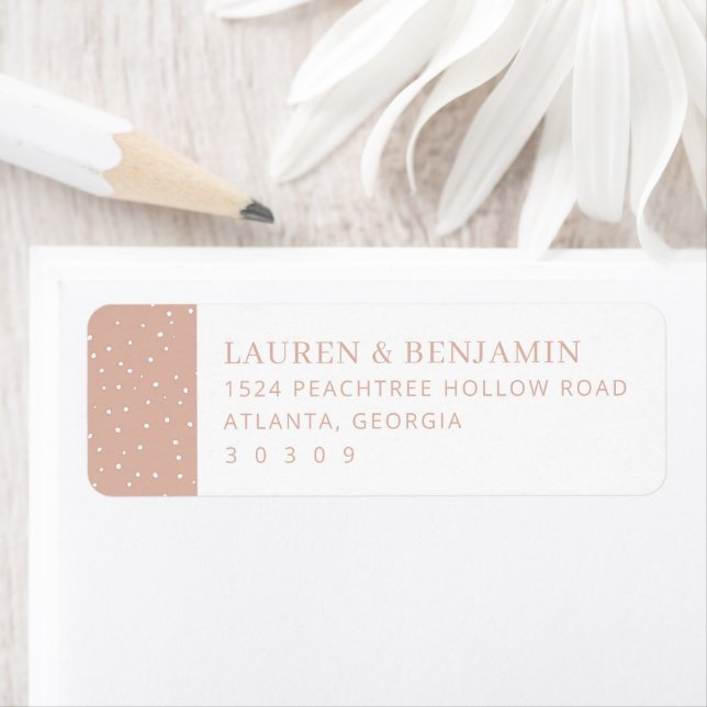 Elegant Peach Polka Dots Return Address Label (Insitu)