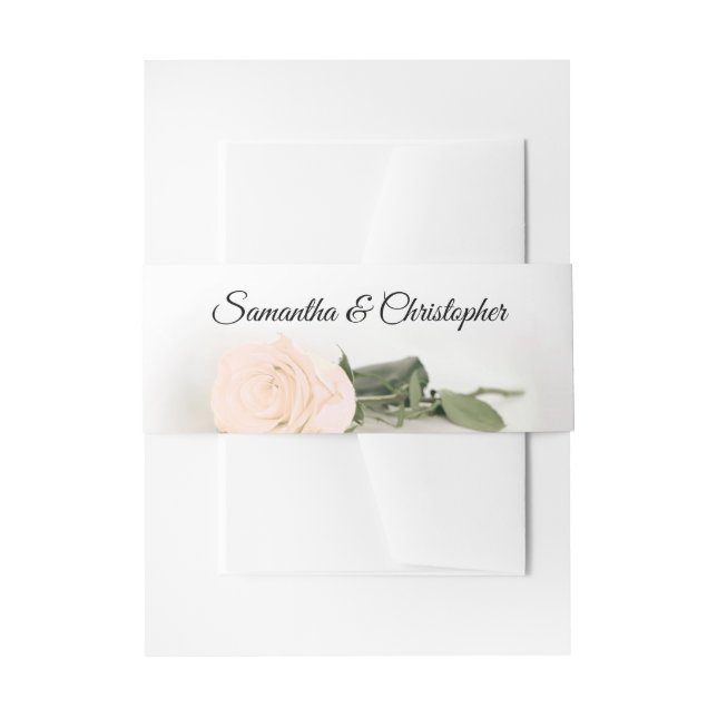 Elegant Peach Rose Simple Glam Wedding Invitation Belly Band (Front Example)