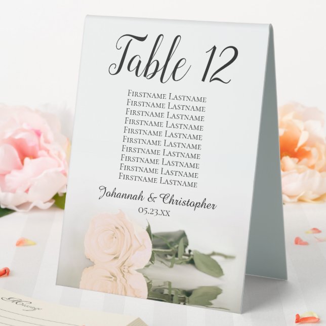 Elegant Peach Rose Wedding Number Seating Chart  (In SItu (Wedding))
