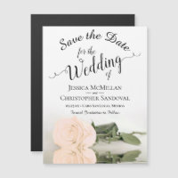 Elegant Peach Rose Wedding Save the Date Magnet