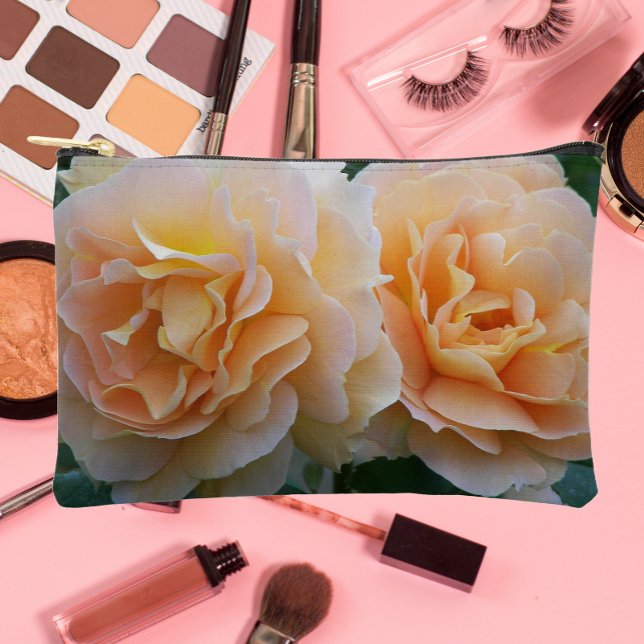 Elegant Peach Roses Floral Accessory Pouch (In Situ)