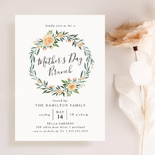 Elegant Peach Roses Mother's Day Brunch Invitation