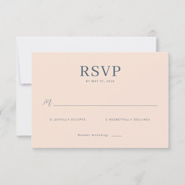 Elegant Peach RSVP Card (Front)