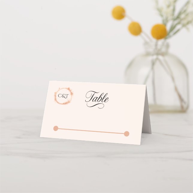 Elegant Peach Sparkle Wedding Script Calligraphy Place Card (Front)