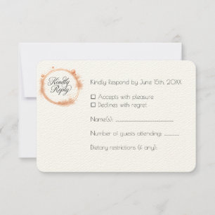 Elegant Peach Sparkle Wedding Script Calligraphy RSVP Card