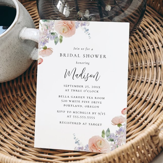 Elegant Peach Spring Floral Bridal Shower Invitation (Creator Uploaded)