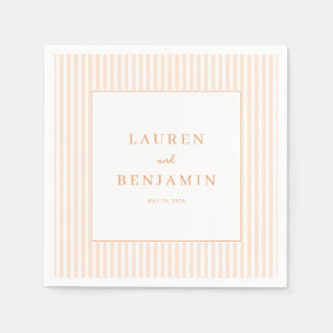 Elegant Peach Striped Minimalist Napkin