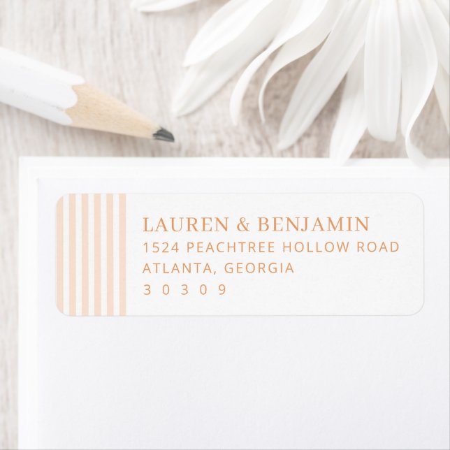 Elegant Peach Stripes Return Address Label (Insitu)