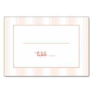 Elegant Peach Stripes Table Number