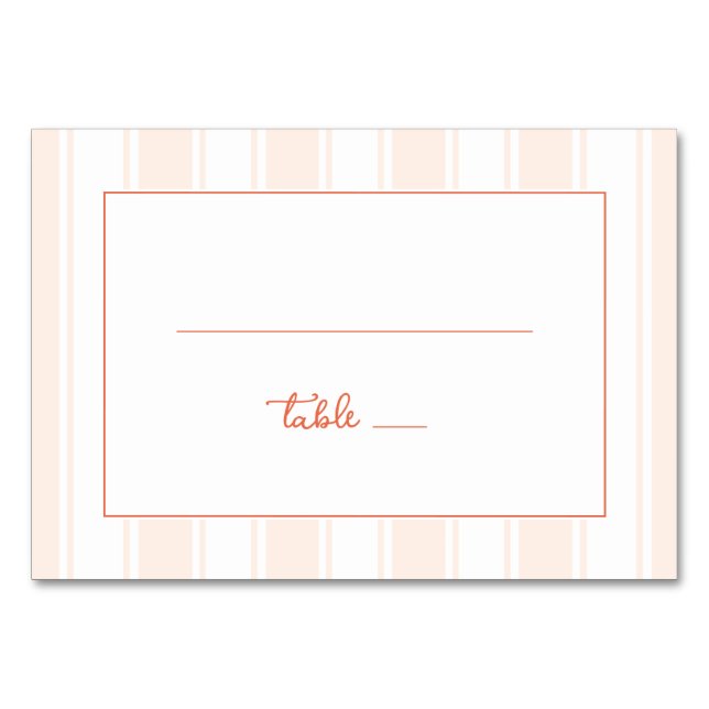 Elegant Peach Stripes Table Number (Front)