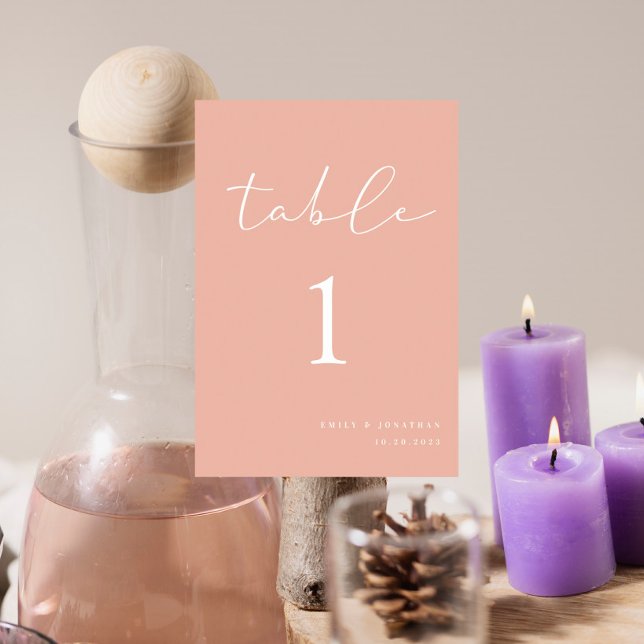 Elegant Peach Summer Wedding Table Number (Creator Uploaded)