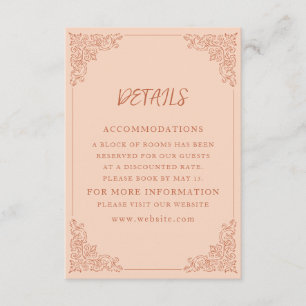 Elegant Peach Terracotta Wedding Details Enclosure Card