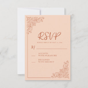 Elegant Peach Terracotta Wedding RSVP Card