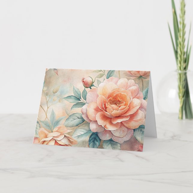 Elegant Peach Tone Vintage Inspired Note Card (Front)