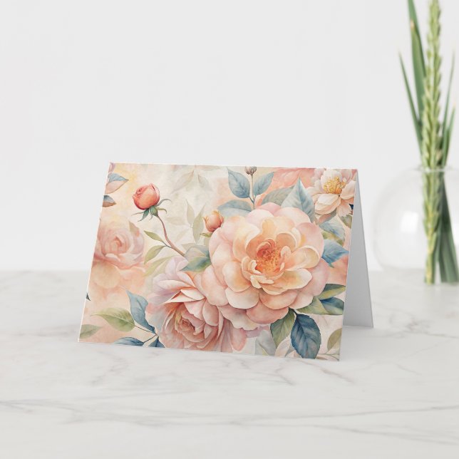 Elegant Peach Tone Vintage Inspired Past Note Card (Front)