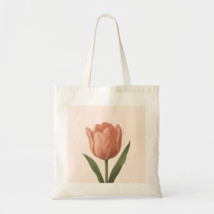 Elegant Peach Tulip Botanical Illustration Tote Bag