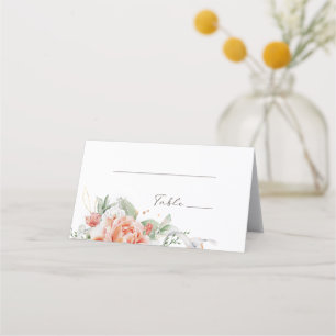 Elegant Peach Watercolor Floral Place Cards