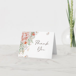 Elegant Peach Watercolor Floral  Thank You Card