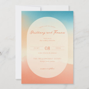 Elegant Peach Watercolor Wedding Invitation