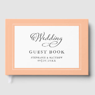 Elegant Peach Wedding Calligraphy Custom Chic Guest Book